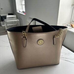 Gold Tote Bag with Chain Handles